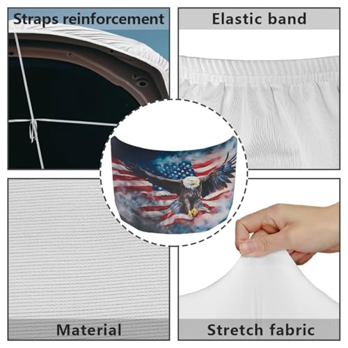 Image of Renewold Stylish American Flag Eagle Print Car Hood Cover Protector Hood Covers for Cars Decorative Wrap Blanket Women Men Automotive Exterior Accessories for Most Sedan Small SUV Truck