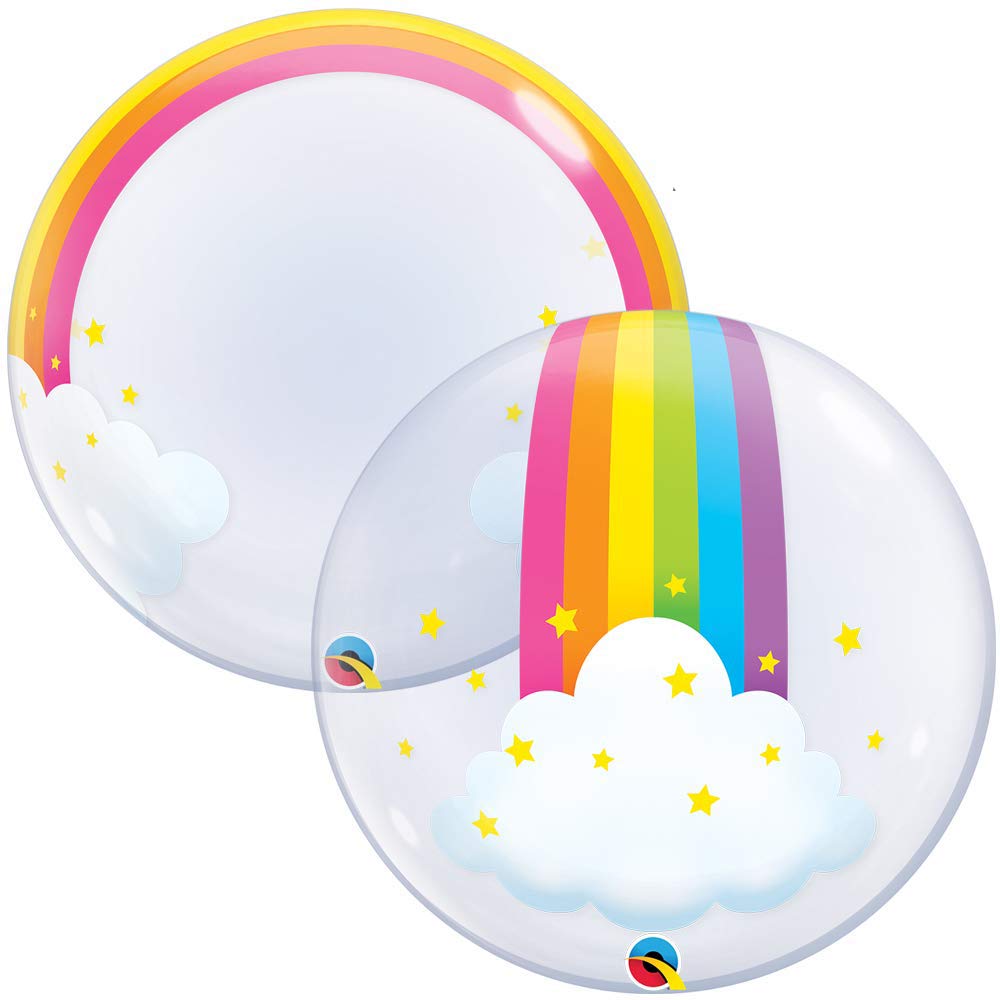 24" Deco Bubble-Rainbow Clouds Foil Balloon, Multicolor