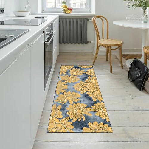 Alfombra para cocina y pasillos largos con diseño vintage transitable y base segura 5