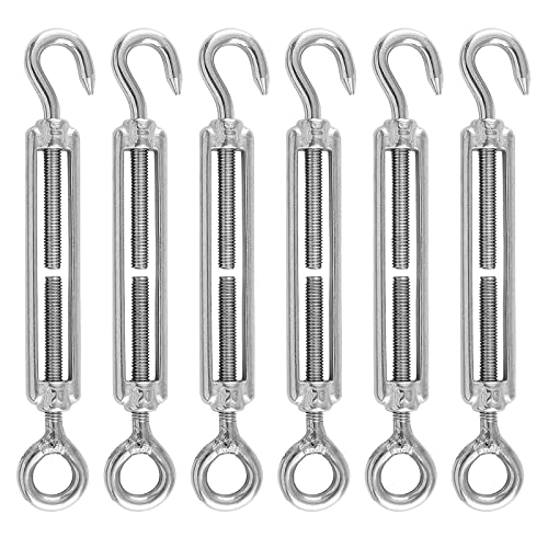Tensores de Alambre, Tensor Cable de Alambre de, 304 Tensor Gancho de Acero Inoxidable, 6 Piezas, Ganchos de Tensión Para Toldos, Cuerdas o Tendederos (Plata)