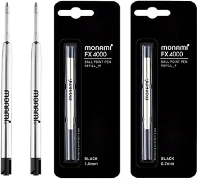 4 Pcs MONAMI FX-4000 153 Ballpoint Pen Refill 0.7mm2Pcs/1.0mm2Pcs