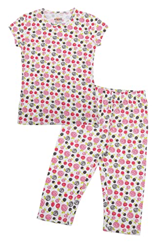 Image of SINI MINI Round Neck with Half Sleeve Top & Capri Beige Girls Casual Pack of 1 Night Suit Set
