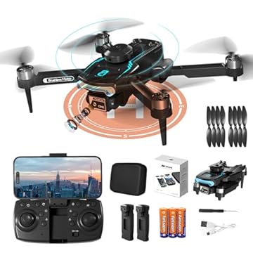 Drone com câmera para adultos 1080p HD, mini drone com prevenção de obstáculos, 50 minutos de tempo de voo, quadricóptero RC dobrável com motor sem escovas para iniciantes, drone de câmera dupla da