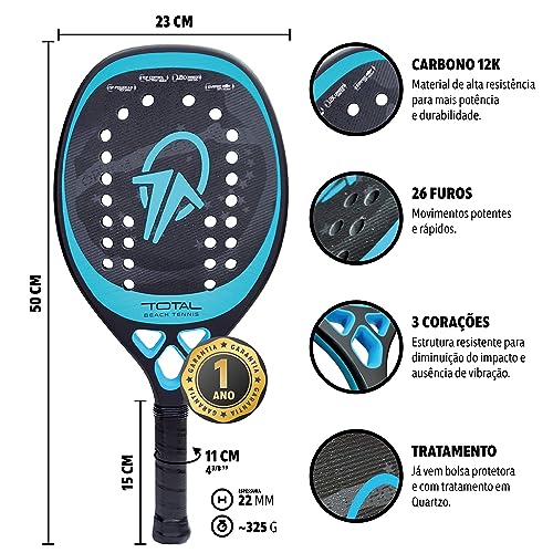 Raquete Beach Tennis Total PRO Carbono 12k + Raqueteira