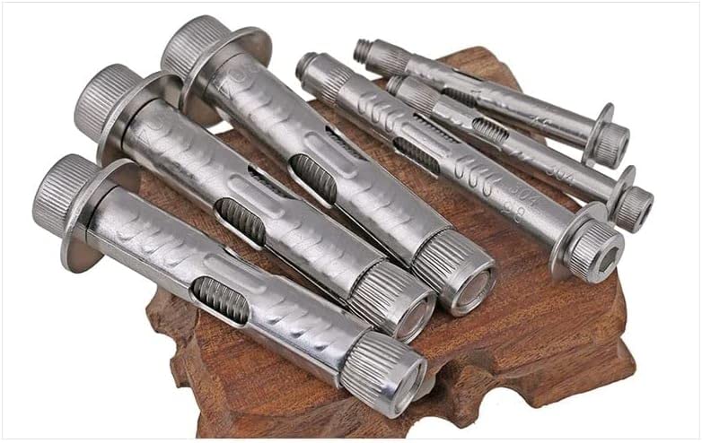 pernos de expansión,pernos de anclaje de pared, Tornillo de expansión interna de acero inoxidable 304 Perno de expansión hexagonal interna M6 M8 M10 M12 (5 piezas) (longitud: 80 mm, tamaño: M12) (colo