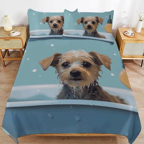 Housse de couette pour grand lit motif chien amusant 3 pièces 228x228cm - 7
