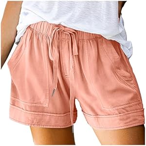 LRMQS Shorts for Women Trendy 2024 Casual Summer Drawstring Shorts with Pockets Beach Loose Elastic Waist Vacation Clothes