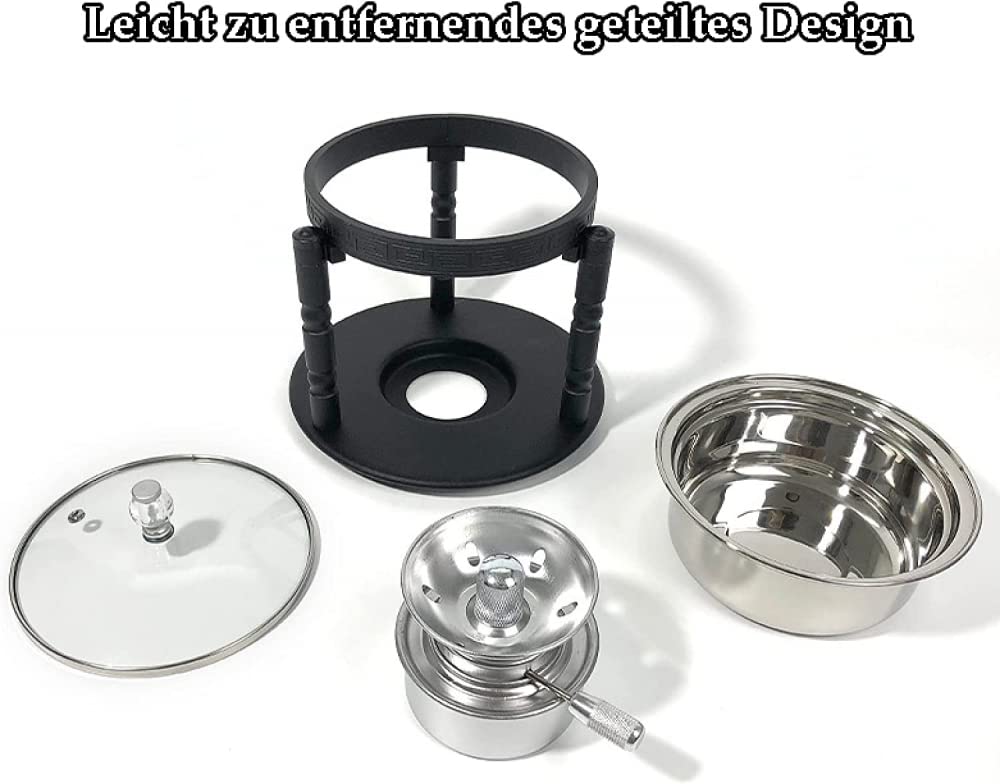 Campingkocher Mit Topf Einstellbare Feuerkraft Rostfreier Stahl Campingkocher Mini Campingkocher,Retro Für Innenräume Einzelner Buffet-Titangold