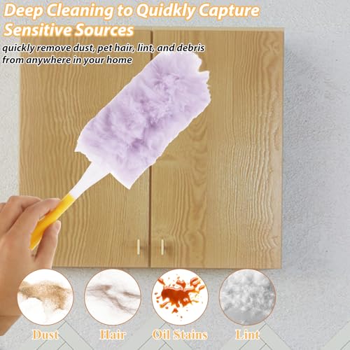 Image of JMIATRY 50 PCS 360 Degree Disposable Duster Refills for Swiffer Heavy Duty Dusters Pads Multi-Surface Duster Refill with Handle for Swiffer Duster Heavy Duty for Cleaning, Office (Purple)