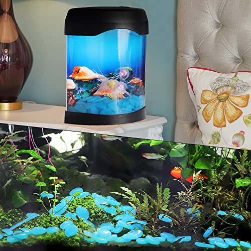 Image of OSOPOLA 150 PCS Blue Glow Rocks Luminous Stones DIY Pebbles Aquarium Garden | OSOPOLA Blue Glow Rocks Luminous Stones DIY Pebbles For Aquarium Garden Path Patio FD05BL150