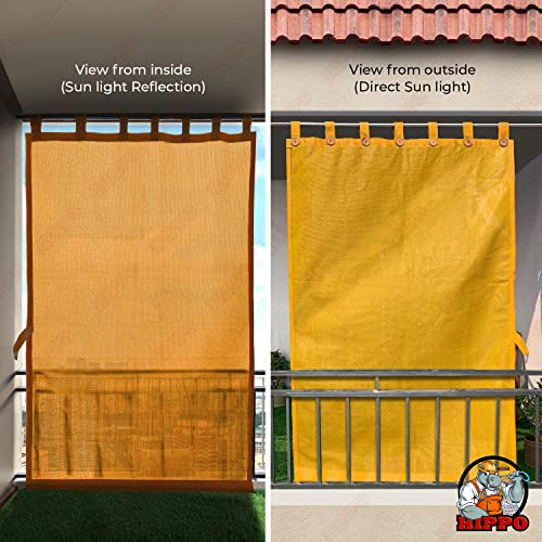 Image of HIPPO High Density Polyethylene 150 GSM Outdoor Loop Curtains Sun Blocking, UV Protection, Light-Filtering Balcony Curtain (Yellow, 3FTX9FT, 1PC)