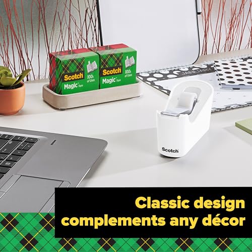 Scotch Tape Dispenser C18-W, White .75 in x 350 in (19 mm x 8,89 m), Roll of Tape Included image 6