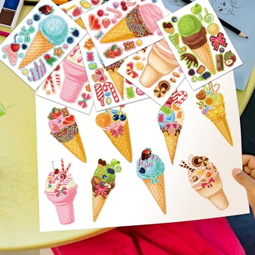 24 Sheets Make Your Own Ice Cream Stickers Party Favors for Kids - Image 4