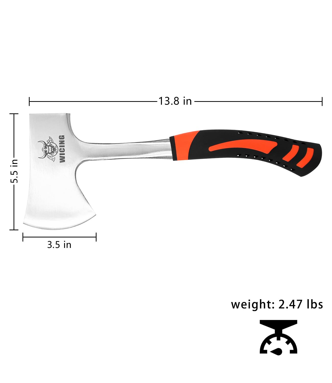 Hache De Camping Forgée Main – Acier AISI 1065 – Manche Frêne, Fourreau Cuir – 1,65lb (0,75kg)