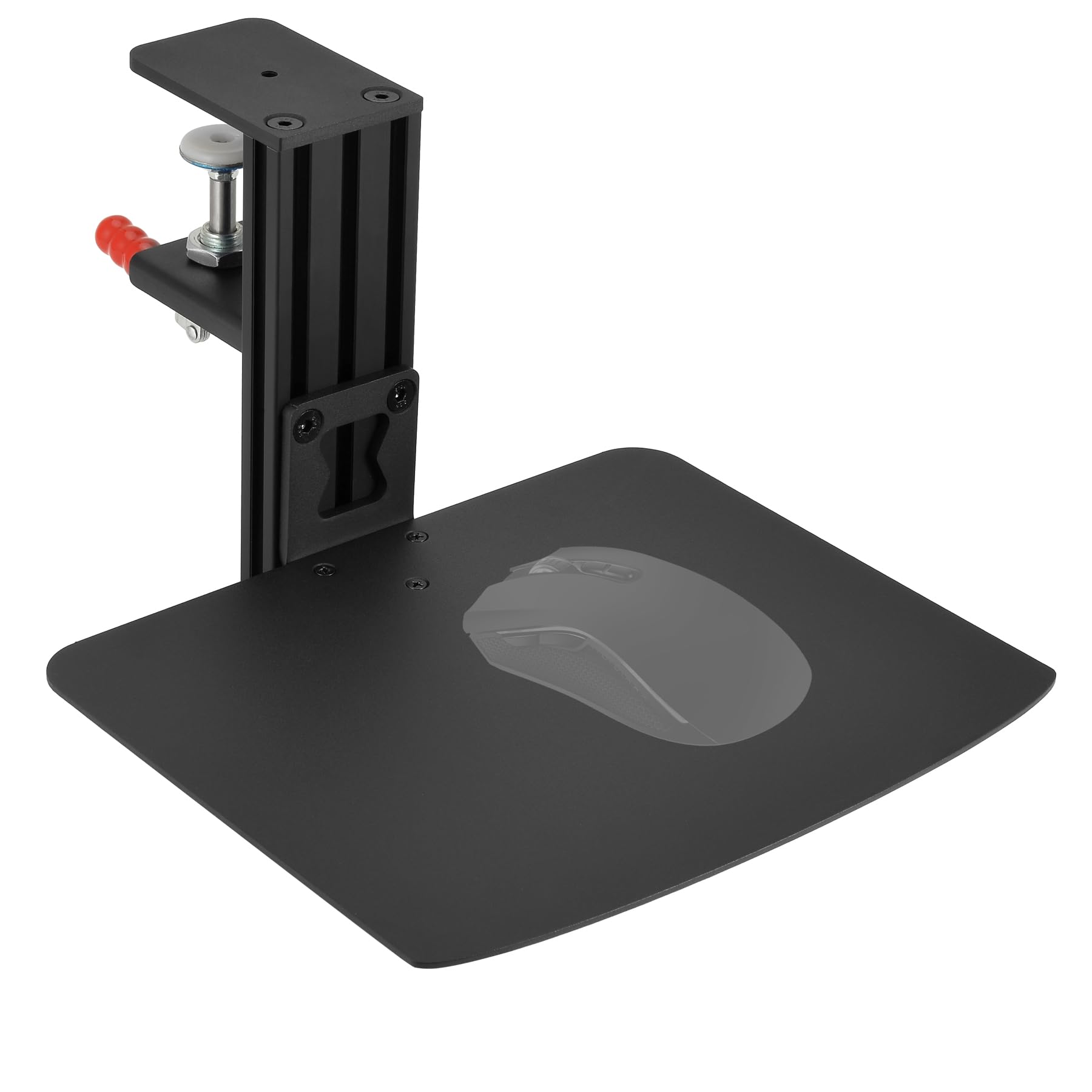 Metal Clamp-on Adjustable Computer Mouse Pad and Device Holder for Desks, Metal Computer Mouse Desk Mount Pad, 10.63" x 8.66" Ergonomic Desk Extender Tray, Fits up to 4 Inch Desktops, Black