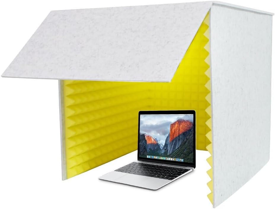 Foldable Recording Booth with High-Density Foam, Small Music Recording Studio for Home Studio, Recording Shield, Soundproof for Recording, Working, Live Streamer, Podcasting (Yellow)