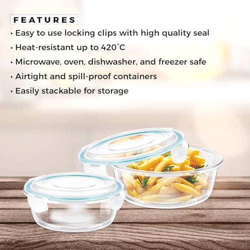 Image of Signoraware Lock N Store Square Glass Container Set| Microwave Safe| Easy Locking Clips| Airtight & Leakproof| Ideal for Office, Travelling & Outdoors (520ml + 320ml| Set of 2| Clear)