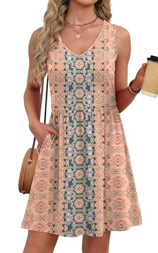 Image of WIHOLL Summer Dresses for Women 2026 Casual V Neck Sleeveless Tank Dress Beach Sundresses with Pockets