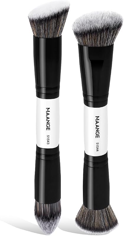 MAANGE 2 Pincéis de Maquiagem para o Rosto, Dupla Face, Base, Pó, Blush e Contorno