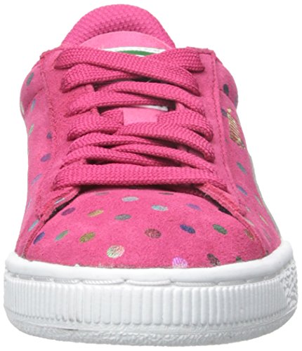 PUMA Suede Dotfetti JR Sneaker (Little Kid/Big Kid),Rose Red/Mellow Yellow,6 M US Big Kid2