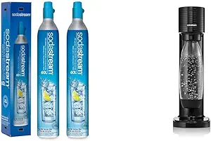 SodaStream 60 L Co2 Exchange Carbonator, 14.5 Oz, Set of 2, Plus $15 Amazon.com Gift Card & Gaia Sparkling Water Maker, Black