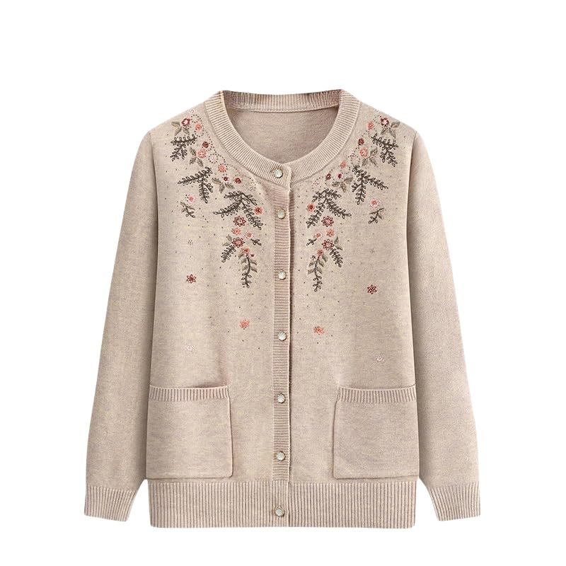 Cardigan Mujer,Suéter Cárdigan para Madre Ligero De Cuello Redondo para Señora Mayor De Punto Informal Suave De Manga Larga con Botones Fino De Punto Chaqueta Regalos para Abuela