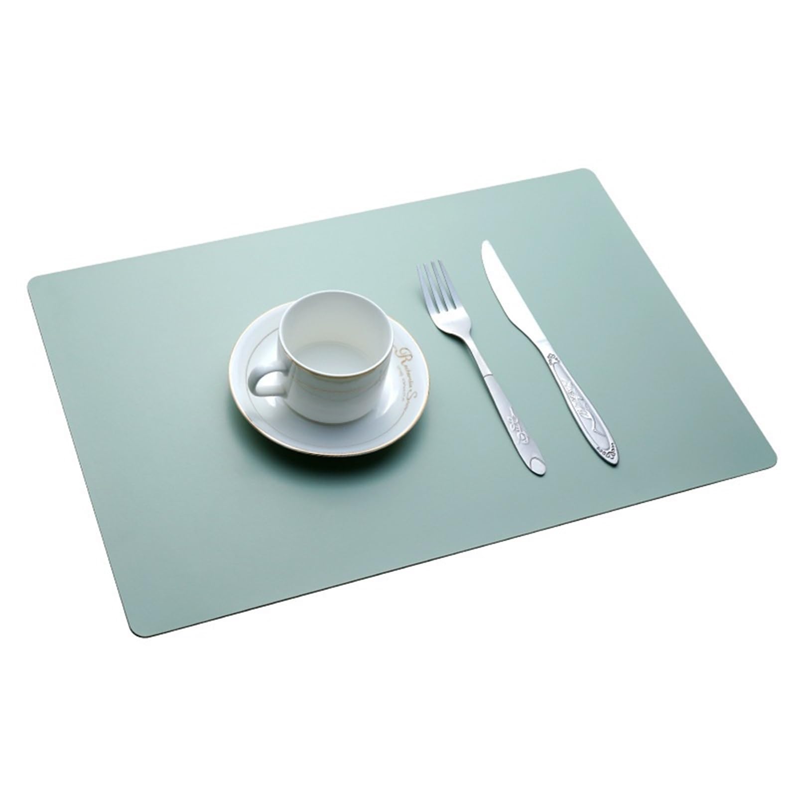 Manteles individuales de piel sintética, rectangulares, 45 x 30 cm(Light green,Set of 8)