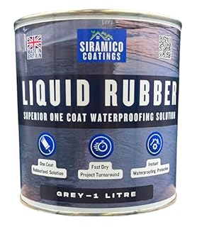 Siramico Coatings Liquid Rubber Roof Coating | Instant Leak Seal Technology I Quick Drying, One Coat Waterproofing Sealant | Black, Grey & Clear (Grey, 1 Litre)