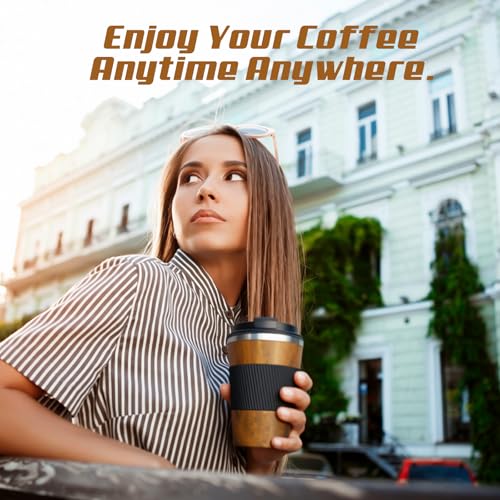 Image of Vacuum Insulated Stainless Steel Travel Coffee Mug,Leak Proof Cup with Lid | 304 stainless steel mug with vacuum insulation, leak proof lid, silicone grip and car cup holder friendly design