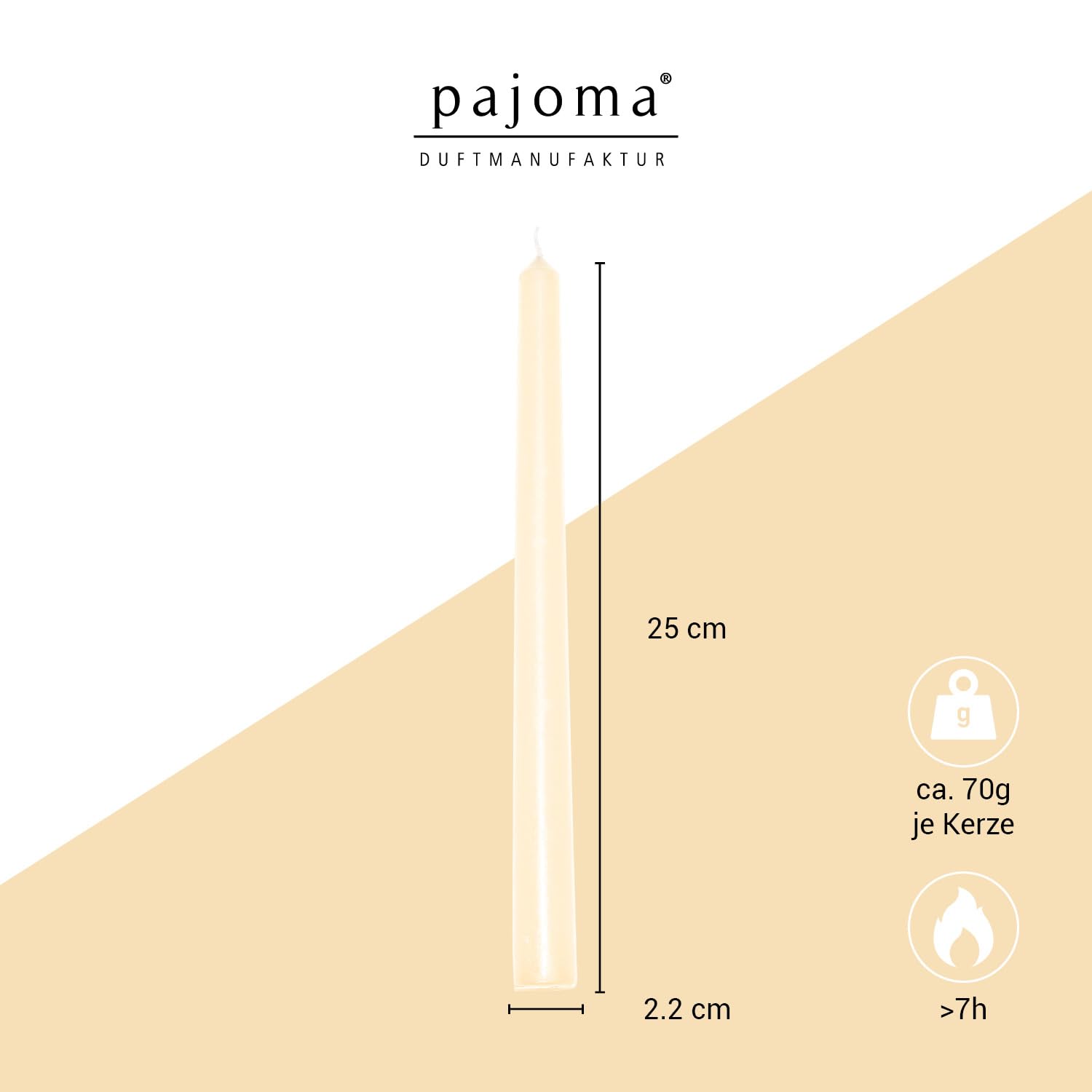 pajoma Świece w kolorze szampana, 50 sztuk, wysokość 25 cm, czas palenia ok. 7 godzin