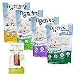 Tigerino Crystals Katzenstreu gemischt Probepackung 6 x 5 Liter stoppt Gerüche in Sekundenschnelle antibakteriell kompostierbar und umweltfreundlich + Applaws Katzen-Thunfischleine