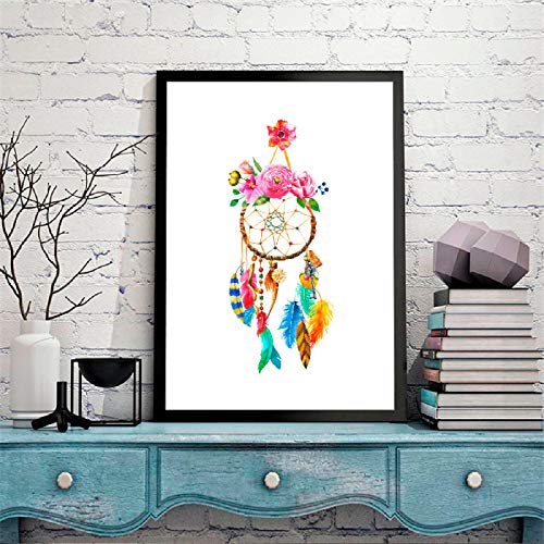 Art mural aquarelle dream catcher pour une chambre bohème chaleureuse