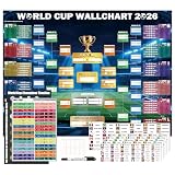 World Cup Soccer 2026 Extra Large Schedule Poster 43"x32", Wall Chart Poster with 48 Team Flag Stickers, 3 Tournament Posters, Marker & Mounting Tape, Match Tracker World Cup Merchandise for Fan Gifts Watch Party Decor