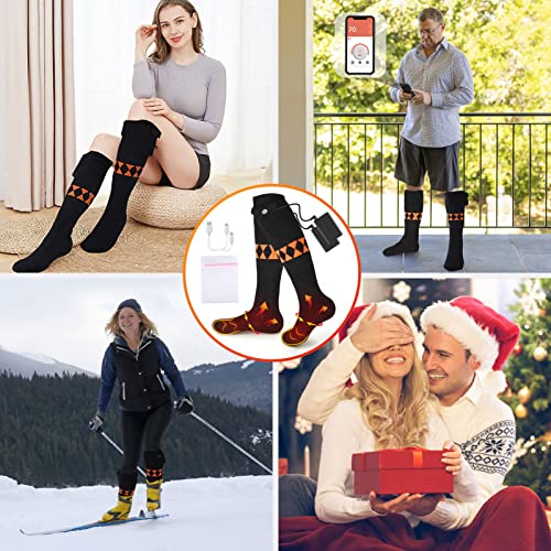 Beheizbare Socken, APP Smart Elektrische Warme Socken 2X5000mAh Beheizte Skisocken Verdicken Wiederaufladbare Heizsocken… - Image 8