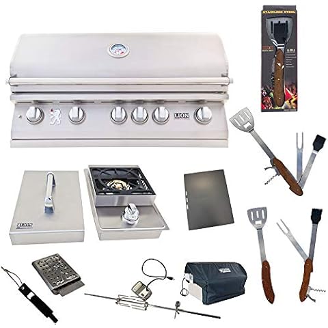 Lion Premium Grills 40-Inch Liquid Propane Grill L90000 with Single Side Burner and 5 in 1 BBQ Tool Set Best of Backyard Gourmet Package Deal Cover