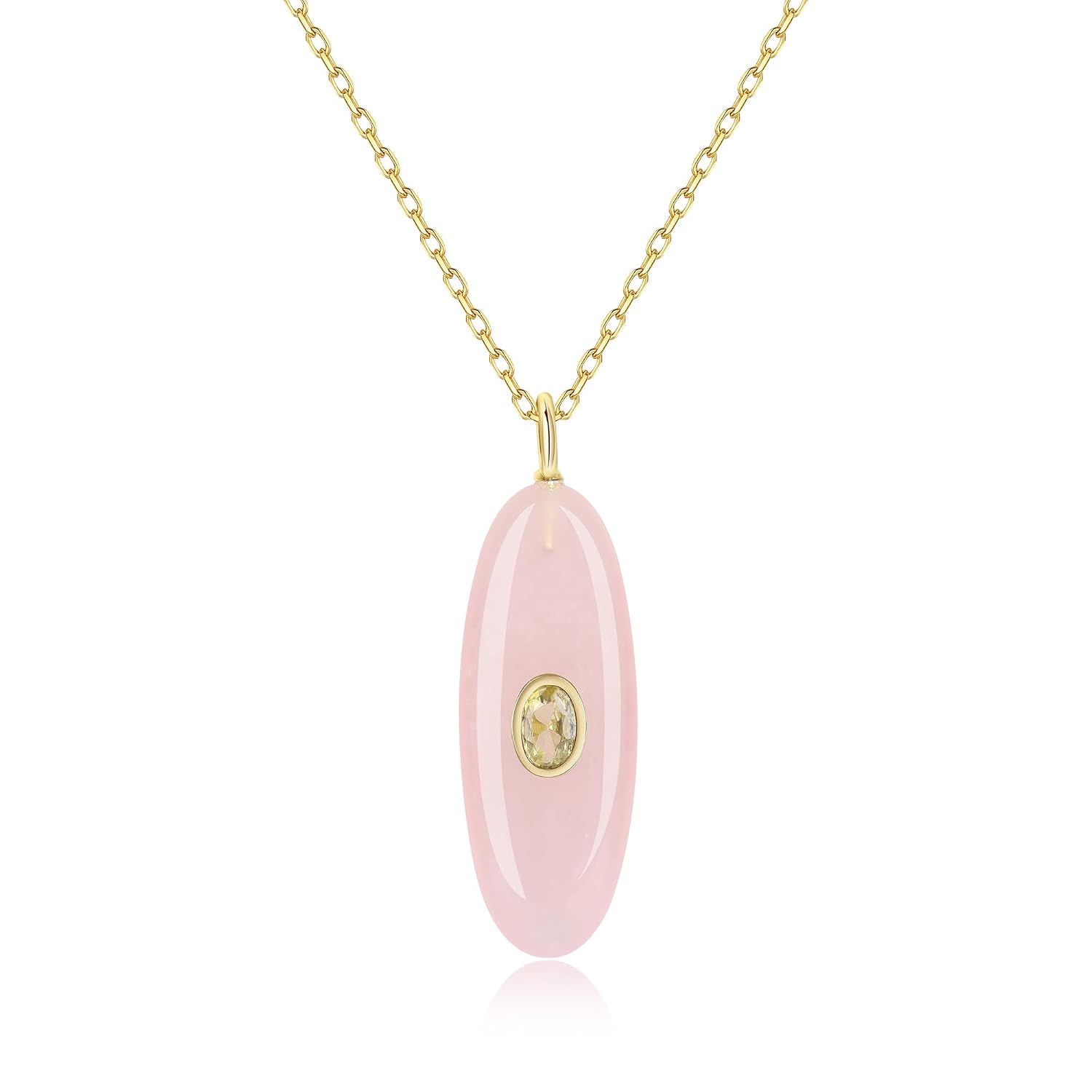 COAI Crystal Necklace for Women, Oval Pendant 18K Gold Plated Stainless Steel Necklace for Women