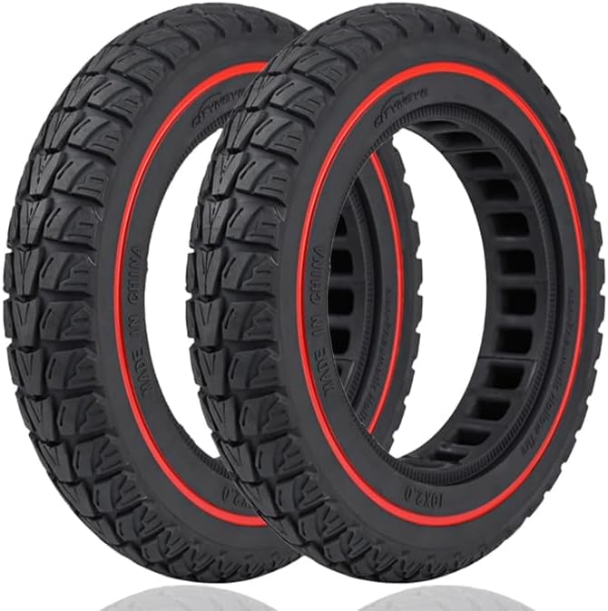 10x2.0 Pouces Pneu Solide, 10x2.125 10x2/54-152 50/75-6.1 Pneu de Rechange, pour Scooter électrique SoFlow SO3/S06 NUI KQI3 Novamile N20/ N20, Antidérapant Antidéflagrant, Rouge 2PCS