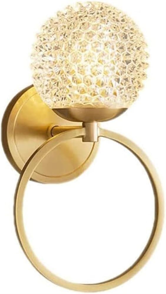 CWCQGH Modern Simple Light Luxury G 9 Light Source Wall Lamp, Crystal Glass Lampshade Wall Sconce, Nordic Brass Bedroom Bedside Background Wall Mounted Lamp, for Bedroom Living Room Study Room Dining