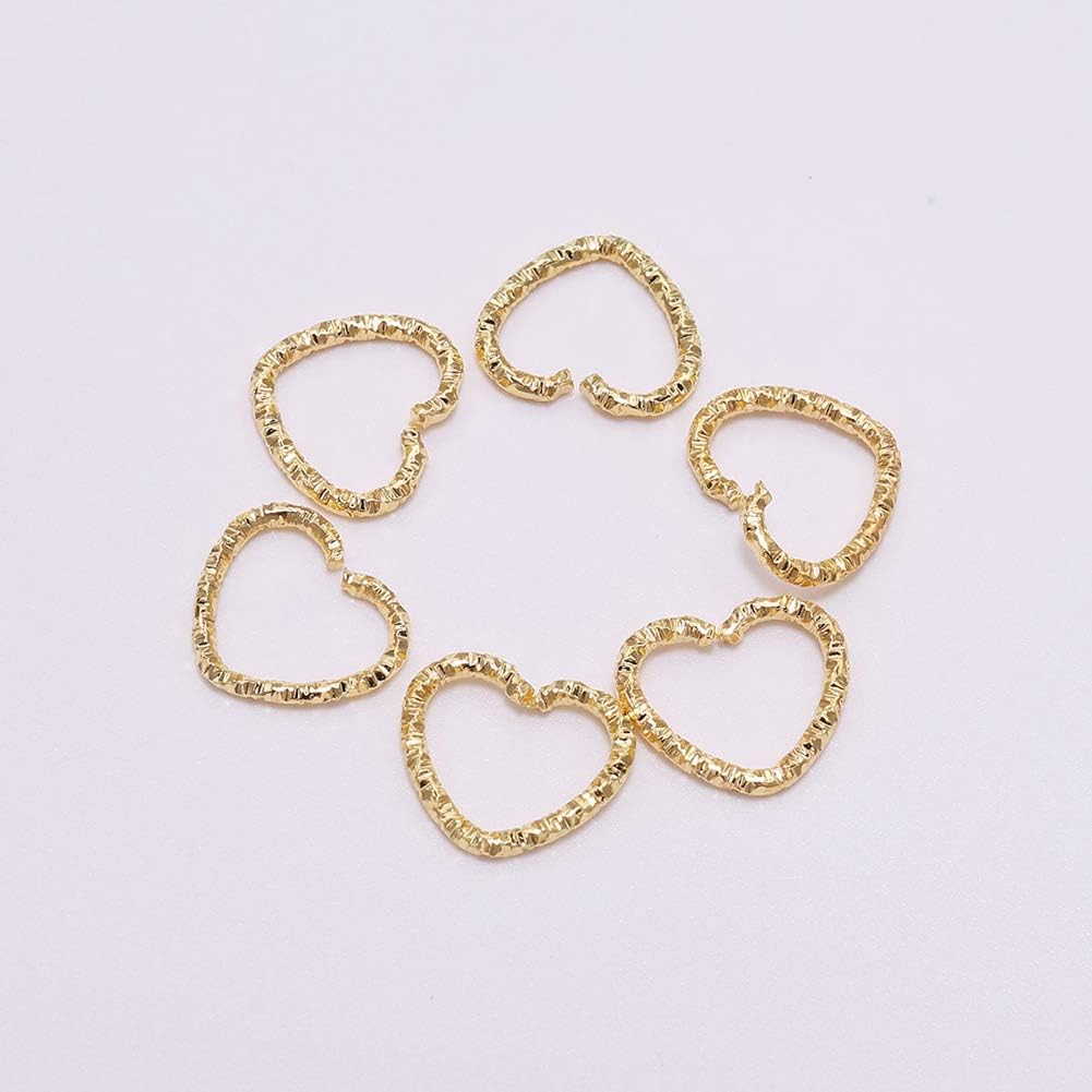 GSHLLO 100 PCS Metal Twisted Open Jump Rings Connectors Unsoldered Rings Jewelry Accessories for Jewelry Making Heart Shaped