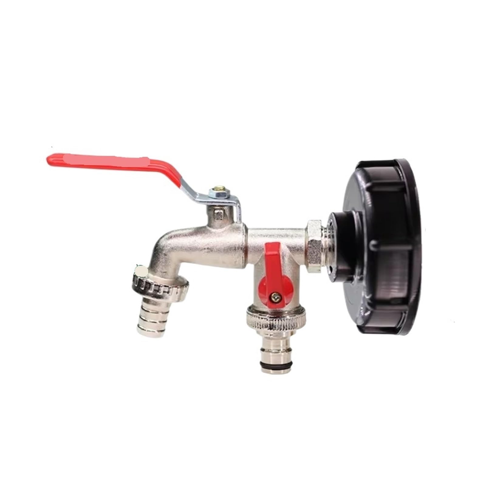 Manija de grifo jardín 1/2" a 3/4" for tanque IBC, agua metálico con rosca gruesa S60, adaptador 1-2 vías, válvula bola, suministros jardinería Adecuado para jardines(Color 10)
