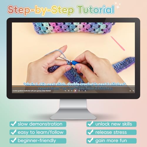Image of Aeelike Blanket Crochet Kit for Beginners, Super Easy Crochet Blanket Kit with Soft & Colorful Gradient Yarns Detailed Video Tutorials Crocheting Accessories, Classical Gradient & Ideal Gift