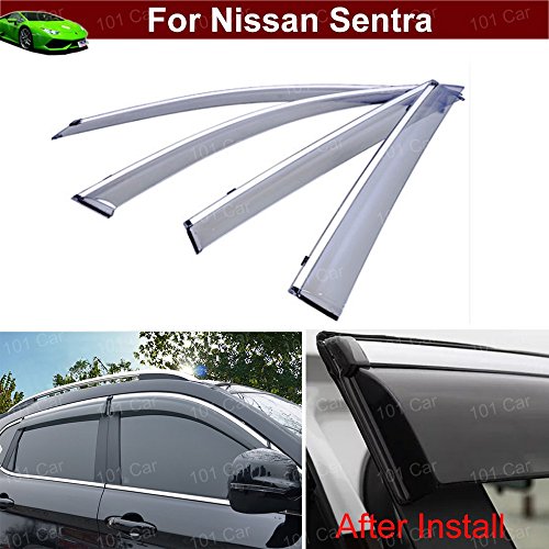 4Pcs Smoke Color Window Vent Shade Rain Guard Sun Guard Wind Guard Shied Chrome Trim For Nissan Sentra 2020 2021 #TOP16