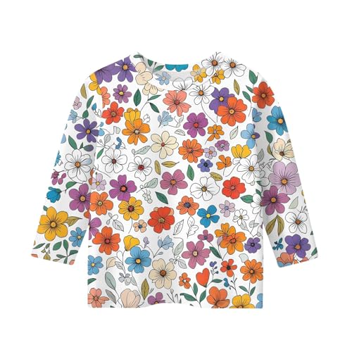 Teen Girl Tops Summer Round Neck 3/4 Length Sleeve Clothes Summer Casual Y2K Shirts 5-16 Years Outfits Pullover3