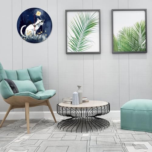 Horloge pour la maison et le bureau design chat blanc en bois authentique