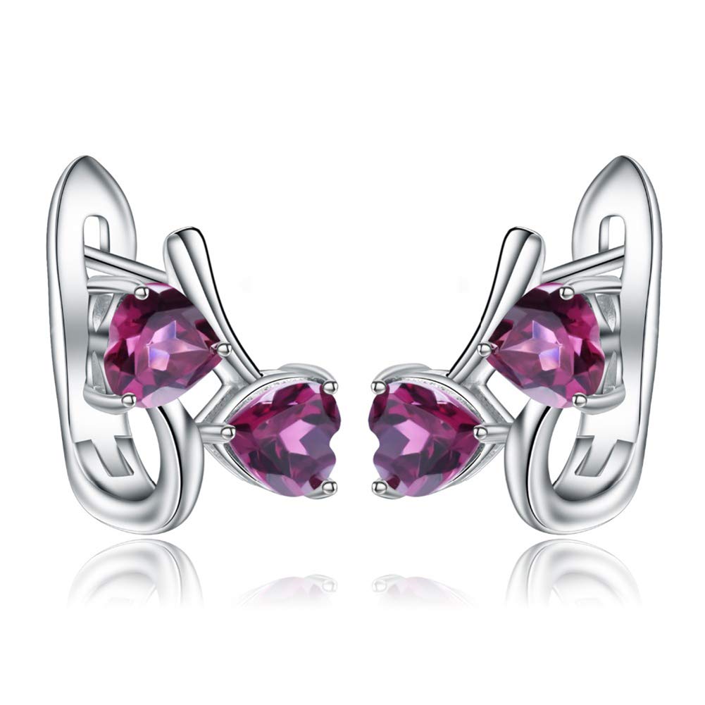 Orecchini a bottone in cristallo, Orecchini for donne Ragazze, regali for sorelle, Orecchini a bottone in argento sterling 925 con pietre preziose for donne Orecchini a fiore granato rodolite naturale