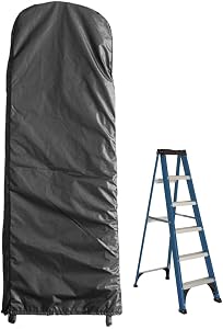 Folding Ladder Cover Outdoor Waterproof Protector for Ladder with Drawstring for Step Ladder Anti-UV Patio Garden Household Ladder Storage Bag Black