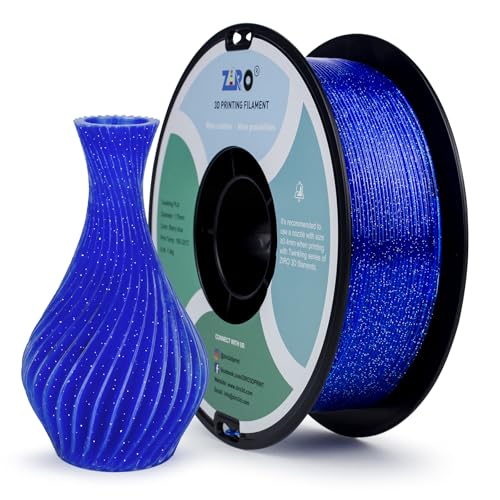 Image of ZIRO Glitter PLA Filament 1.75mm, Sparkle Translucent 3D Printer Filament, Twinkle Series 2.2lbs Spool, Neatly Wound, Fit Most FDM 3D Printers, Twinkling Blue