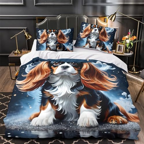 Parure de lit Cocker Spaniel 3D housse de couette microfibre, le cadeau idéal pour ado