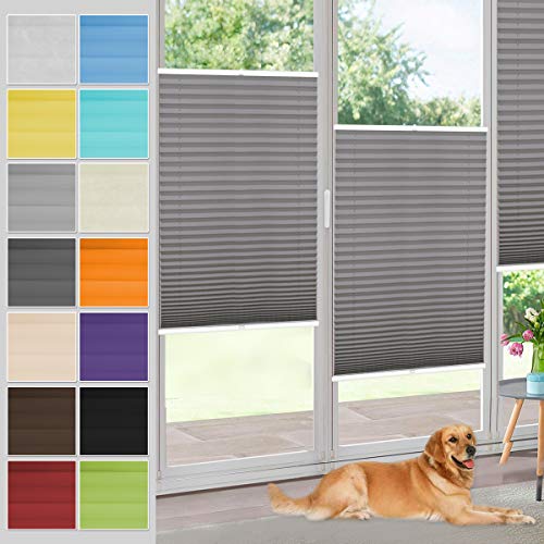 Vkele, tenda plissettata senza fori, con morsetto, per finestre e porte, Poliestere, antracite., 40 x 130 cm