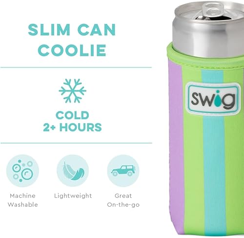 Miniatura 140 de Swig Life Skinny Can Coolie, soporte delgado de 12 onzas, enfriador de neopreno aislado con bolsillo, fundas para botellas de cerveza altas, All